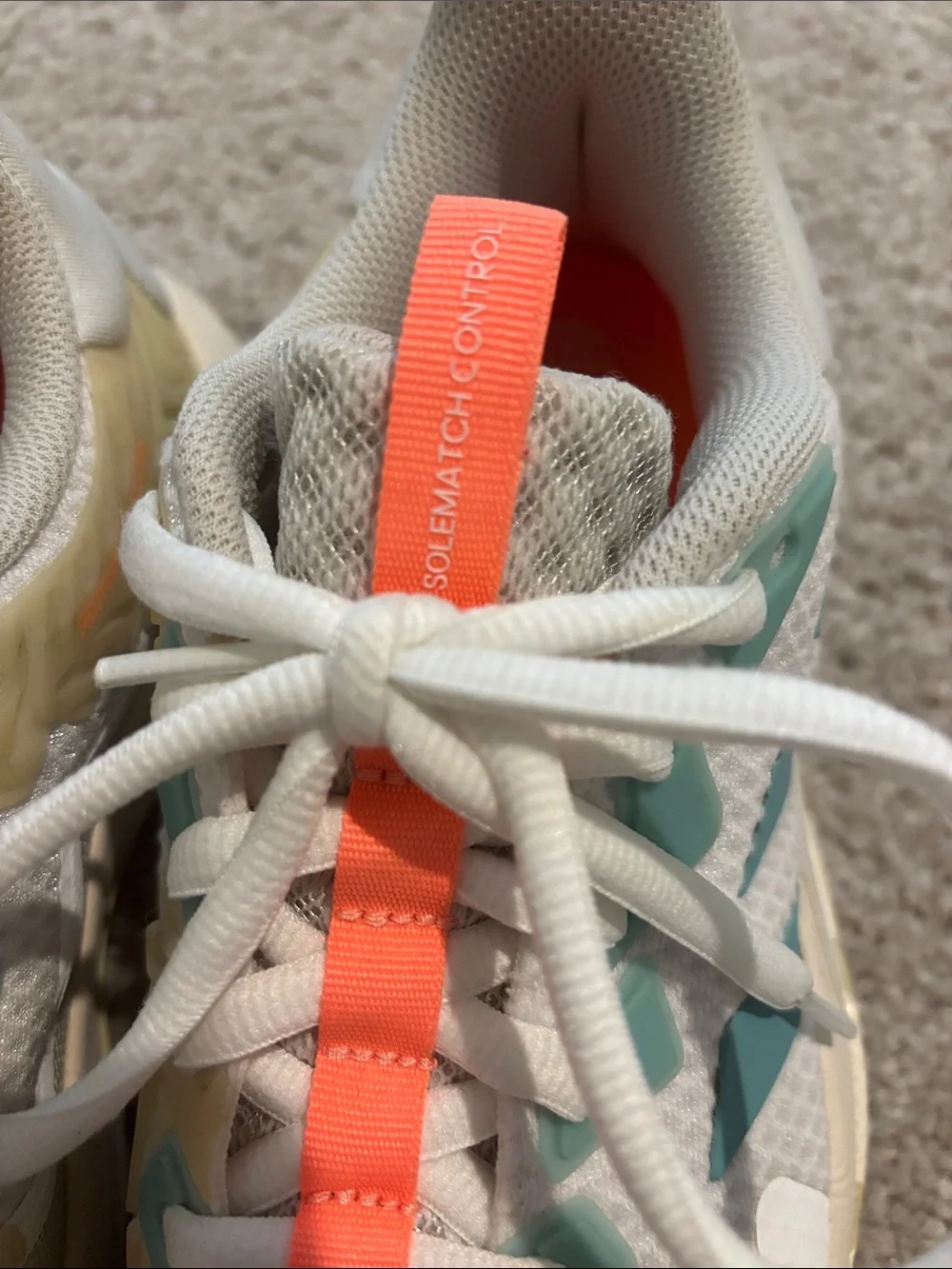 Adidas sole match control White and Teal Athletic Sneakers with Coral Accents